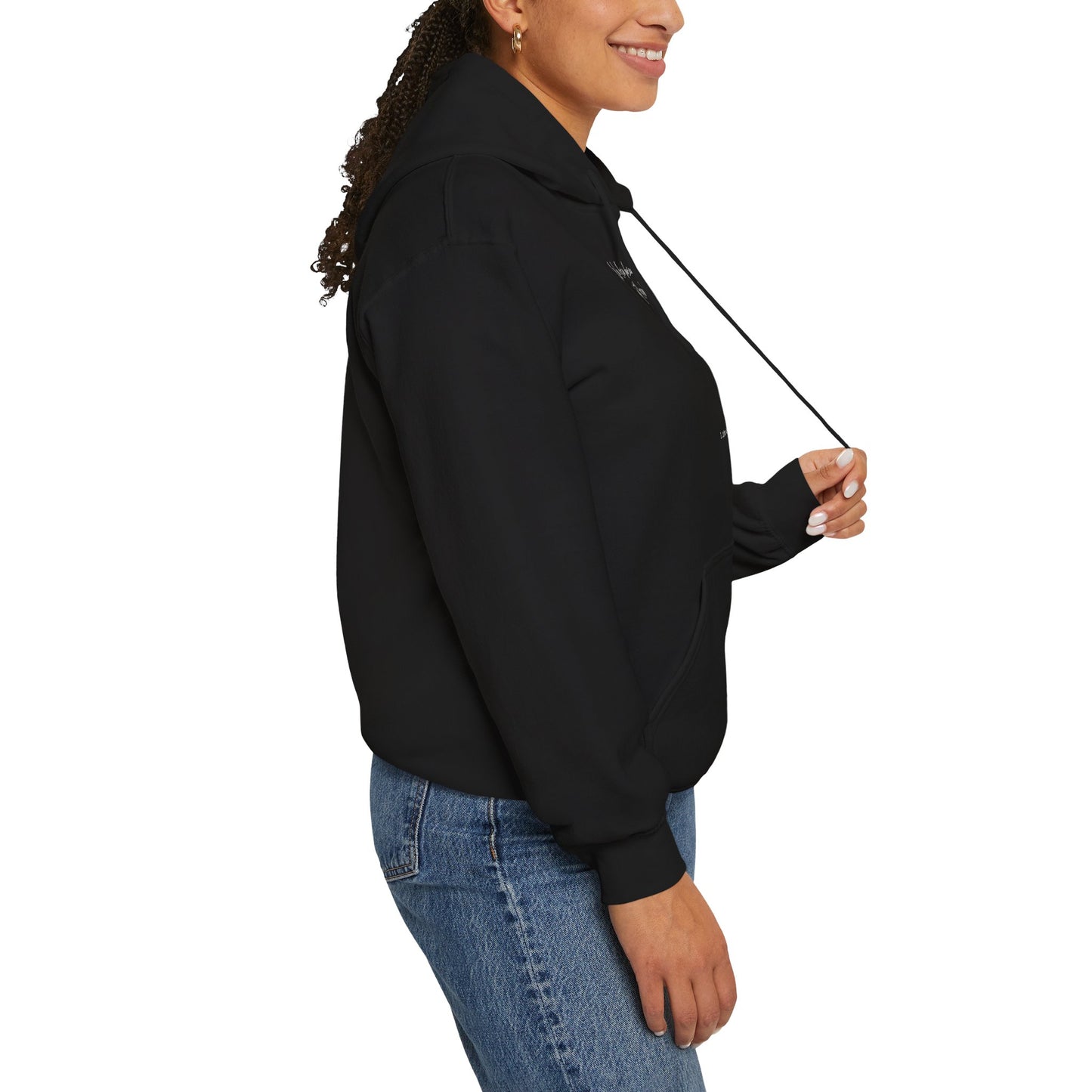 1 John 4:19 Hoodie white letters
